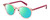 Profile View of Levi's Seasonal LV1005 Designer Polarized Reading Sunglasses with Custom Cut Powered Green Mirror Lenses in Crystal Pink Plum Purple Ladies Round Full Rim Acetate 50 mm