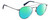 Profile View of Levi's Seasonal LV1006 Designer Polarized Reading Sunglasses with Custom Cut Powered Green Mirror Lenses in Dark Ruthenium Silver Navy Blue Unisex Pilot Full Rim Stainless Steel 52 mm