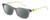 Profile View of Tommy Hilfiger TH1427 Designer Polarized Sunglasses with Custom Cut Smoke Grey Lenses in Grey Crystal Neon Yellow Unisex Oval Full Rim Acetate 50 mm
