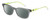 Profile View of Tommy Hilfiger TH1427 Designer Polarized Reading Sunglasses with Custom Cut Powered Smoke Grey Lenses in Grey Crystal Neon Yellow Unisex Oval Full Rim Acetate 50 mm