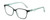 Profile View of Lulu Guinness LR81 Designer Reading Eye Glasses with Custom Cut Powered Lenses in Black on Teal Green Crystal Ladies Cat Eye Full Rim Acetate 53 mm