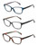 Front View of Lulu Guinness 3 PACK Gift Women's Reading Glasses Black,Blue,Brown Crystal +1.50