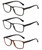 Front View of Geoffrey Beene 3 PACK Gift Men's Reading Glasses Gloss Black,Grey,Tortoise +1.50