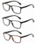 Front View of Geoffrey Beene 3 PACK Gift Men's Reading Glasses Gloss Black,Grey,Tortoise +2.50