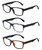 Front View of Geoffrey Beene 3 PACK Gift Mens Reading Glasses Black Purple,Blue,Tortoise +1.50