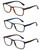 Front View of Geoffrey Beene 3 PACK Men's Reading Glasses Matte Black,Blue,Dark Tortoise +2.00