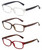 Front View of Elle 3 PACK Gift Women Reading Glasses in Red Tortoise,Clear,Crystal Brown +1.50