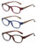 Front View of Isaac Mizrahi 3 PACK Gift Box Women's Reading Glasses in Tortoise,Blue,Red +2.00