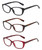 Front View of Isaac Mizrahi 3 PACK Gift Box Womens Reading Glasses in Tortoise,Red,Black +1.50