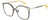 Profile View of Rag&Bone 1023 Designer Blue Light Blocking Eyeglasses in Gold Matte Black Yellow Crystal Ladies Square Semi-Rimless Metal 56 mm