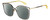 Profile View of Rag&Bone 1023 Designer Polarized Sunglasses with Custom Cut Smoke Grey Lenses in Gold Matte Black Yellow Crystal Ladies Square Semi-Rimless Metal 56 mm