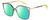 Profile View of Rag&Bone 1023 Designer Polarized Reading Sunglasses with Custom Cut Powered Green Mirror Lenses in Gold Matte Black Yellow Crystal Ladies Square Semi-Rimless Metal 56 mm