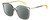 Profile View of Rag&Bone 1023 Designer Polarized Reading Sunglasses with Custom Cut Powered Smoke Grey Lenses in Gold Matte Black Yellow Crystal Ladies Square Semi-Rimless Metal 56 mm