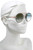 Side View of Rag&Bone 1011 Women Aviator Sunglasses Rose Gold Grey/Green Gradient Silver 59mm
