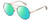 Profile View of Rag&Bone 1011 Designer Polarized Reading Sunglasses with Custom Cut Powered Green Mirror Lenses in Rose Gold Green Grey Crystal Ladies Pilot Full Rim Metal 59 mm