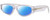 Profile View of Rag&Bone 1047 Designer Polarized Sunglasses with Custom Cut Blue Mirror Lenses in Crystal Clear Unisex Oval Full Rim Acetate 55 mm