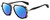 Profile View of Rag&Bone 5035 Designer Polarized Sunglasses with Custom Cut Blue Mirror Lenses in Black Gunmetal Grey Horn Marble Unisex Pilot Full Rim Acetate 55 mm