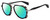 Profile View of Rag&Bone 5035 Designer Polarized Reading Sunglasses with Custom Cut Powered Green Mirror Lenses in Black Gunmetal Grey Horn Marble Unisex Pilot Full Rim Acetate 55 mm