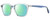 Profile View of Rag&Bone 5034 Parker Designer Polarized Reading Sunglasses with Custom Cut Powered Green Mirror Lenses in Crystal Blue Grey Unisex Square Full Rim Acetate 52 mm