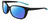 Profile View of NIKE Sentiment-CT7886-010 Designer Polarized Reading Sunglasses with Custom Cut Powered Blue Mirror Lenses in Matte Black Teal Blue Ladies Square Full Rim Acetate 56 mm