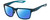 Profile View of NIKE Fleet-R-EV099-442 Designer Polarized Sunglasses with Custom Cut Blue Mirror Lenses in Matte Navy Blue Turquoise Mens Square Full Rim Acetate 55 mm