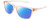 Profile View of NIKE City-Icon-M-DJ0889-664 Designer Polarized Reading Sunglasses with Custom Cut Powered Blue Mirror Lenses in Shiny Washed Coral Pink Orange Unisex Panthos Full Rim Acetate 56 mm