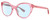 Profile View of Kate Spade AMBERLEE Designer Blue Light Blocking Eyeglasses in Gloss Watermelon Pink Crystal Red Heard Pattern Ladies Cat Eye Full Rim Acetate 55 mm