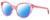 Profile View of Kate Spade AMBERLEE Designer Polarized Sunglasses with Custom Cut Blue Mirror Lenses in Gloss Watermelon Pink Crystal Red Heard Pattern Ladies Cat Eye Full Rim Acetate 55 mm