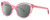 Profile View of Kate Spade AMBERLEE Designer Polarized Sunglasses with Custom Cut Smoke Grey Lenses in Gloss Watermelon Pink Crystal Red Heard Pattern Ladies Cat Eye Full Rim Acetate 55 mm