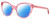 Profile View of Kate Spade AMBERLEE Designer Polarized Reading Sunglasses with Custom Cut Powered Blue Mirror Lenses in Gloss Watermelon Pink Crystal Red Heard Pattern Ladies Cat Eye Full Rim Acetate 55 mm
