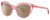 Profile View of Kate Spade AMBERLEE Designer Polarized Reading Sunglasses with Custom Cut Powered Amber Brown Lenses in Gloss Watermelon Pink Crystal Red Heard Pattern Ladies Cat Eye Full Rim Acetate 55 mm