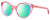 Profile View of Kate Spade AMBERLEE Designer Polarized Reading Sunglasses with Custom Cut Powered Green Mirror Lenses in Gloss Watermelon Pink Crystal Red Heard Pattern Ladies Cat Eye Full Rim Acetate 55 mm