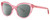 Profile View of Kate Spade AMBERLEE Designer Polarized Reading Sunglasses with Custom Cut Powered Smoke Grey Lenses in Gloss Watermelon Pink Crystal Red Heard Pattern Ladies Cat Eye Full Rim Acetate 55 mm