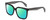 Profile View of Rag&Bone RNB1018/S Designer Polarized Reading Sunglasses with Custom Cut Powered Green Mirror Lenses in Gloss Black Grey Crystal Ladies Square Full Rim Acetate 56 mm