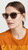 Close Up View of Rag&Bone RNB1035/S Womens Sunglasses in Green Crystal Silver/Brown Gradient 55mm