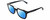 Profile View of Philipp Plein SPP001M Designer Polarized Reading Sunglasses with Custom Cut Powered Blue Mirror Lenses in Gloss Black Silver Unisex Square Full Rim Acetate 51 mm