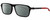 Profile View of Chopard VCH310 Designer Polarized Sunglasses with Custom Cut Smoke Grey Lenses in Gloss Black Gold Grey Unisex Rectangular Full Rim Acetate 52 mm