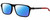 Profile View of Chopard VCH310 Designer Polarized Sunglasses with Custom Cut Blue Mirror Lenses in Gloss Black Gold Grey Unisex Rectangular Full Rim Acetate 52 mm