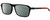 Profile View of Chopard VCH310 Designer Polarized Reading Sunglasses with Custom Cut Powered Smoke Grey Lenses in Gloss Black Gold Grey Unisex Rectangular Full Rim Acetate 52 mm