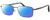 Profile View of Chopard VCHF28 Designer Polarized Reading Sunglasses with Custom Cut Powered Blue Mirror Lenses in Shiny Gunmetal Grey Black Mens Rectangular Full Rim Metal 53 mm
