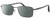Profile View of Chopard VCHF28 Designer Polarized Reading Sunglasses with Custom Cut Powered Smoke Grey Lenses in Shiny Gunmetal Grey Black Mens Rectangular Full Rim Metal 53 mm