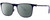 Profile View of John Varvatos V182 Designer Polarized Sunglasses with Custom Cut Smoke Grey Lenses in Matte Navy Blue Gunmetal Skull Accents Unisex Square Full Rim Metal 55 mm