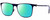 Profile View of John Varvatos V182 Designer Polarized Reading Sunglasses with Custom Cut Powered Green Mirror Lenses in Matte Navy Blue Gunmetal Skull Accents Unisex Square Full Rim Metal 55 mm