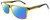 Profile View of John Varvatos V374 Designer Polarized Sunglasses with Custom Cut Blue Mirror Lenses in Olive Green Crystal Brown Tortoise Havana Fade Unisex Rectangular Full Rim Acetate 55 mm