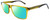 Profile View of John Varvatos V374 Designer Polarized Reading Sunglasses with Custom Cut Powered Green Mirror Lenses in Olive Green Crystal Brown Tortoise Havana Fade Unisex Rectangular Full Rim Acetate 55 mm