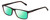 Profile View of John Varvatos V404 Designer Polarized Reading Sunglasses with Custom Cut Powered Green Mirror Lenses in Gloss Dark Brown Demi Tortoise Havana Gunmetal Unisex Rectangular Full Rim Acetate 56 mm