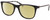 Profile View of John Varvatos V418 Designer Polarized Reading Sunglasses with Custom Cut Powered Sun Flower Yellow Lenses in Gloss Black Gunmetal Skull Accents Clear Unisex Panthos Full Rim Acetate 52 mm