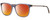Profile View of John Varvatos V419 Designer Polarized Sunglasses with Custom Cut Red Mirror Lenses in Blue Crystal Gunmetal Skull Accents Clear Black Marble Unisex Panthos Full Rim Acetate 54 mm