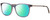 Profile View of John Varvatos V419 Designer Polarized Reading Sunglasses with Custom Cut Powered Green Mirror Lenses in Blue Crystal Gunmetal Skull Accents Clear Black Marble Unisex Panthos Full Rim Acetate 54 mm