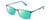 Profile View of Police VPLA46 Designer Polarized Reading Sunglasses with Custom Cut Powered Green Mirror Lenses in Matte Navy Blue Cyan Silver Unisex Rectangular Full Rim Metal 56 mm